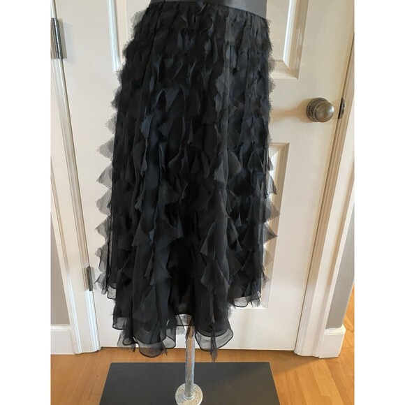 White House Black‎ Market Size 6 Strapless Chiffon Ruffled Bottom Black Dress - Picture 6 of 16
